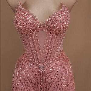 Cinderella Pink Sequin Prom Dress